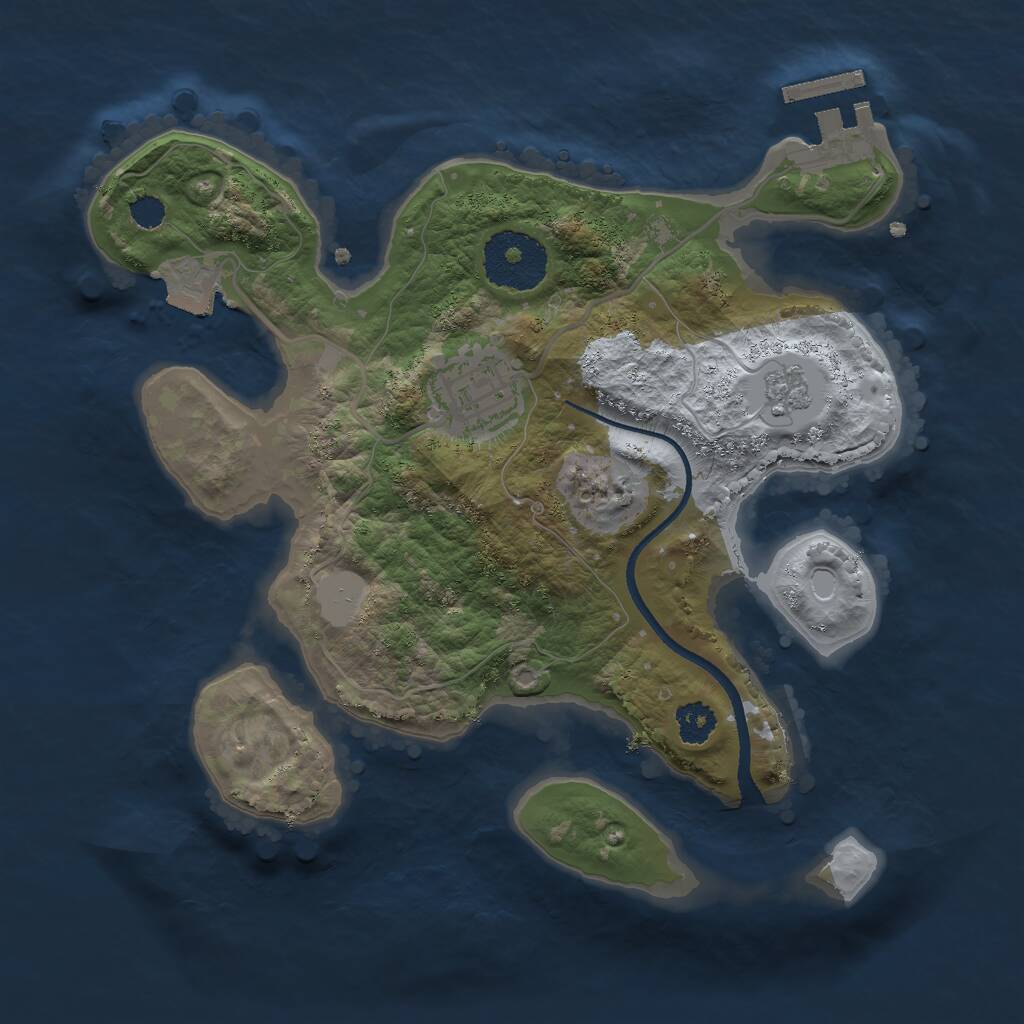 Rust Map: Procedural Map, Size: 2500, Seed: 28853, 4 Monuments