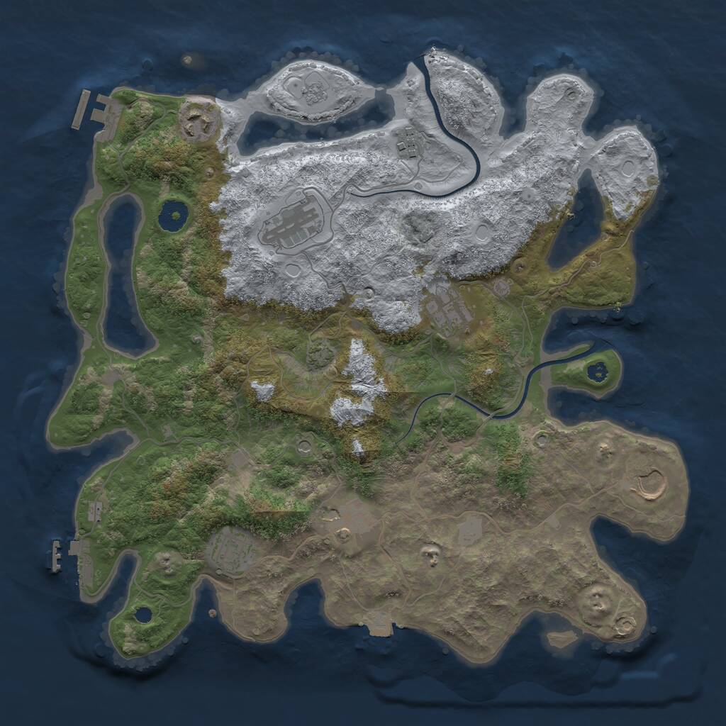 Rust Map: Procedural Map, Size: 3600, Seed: 774795918, 13 Monuments