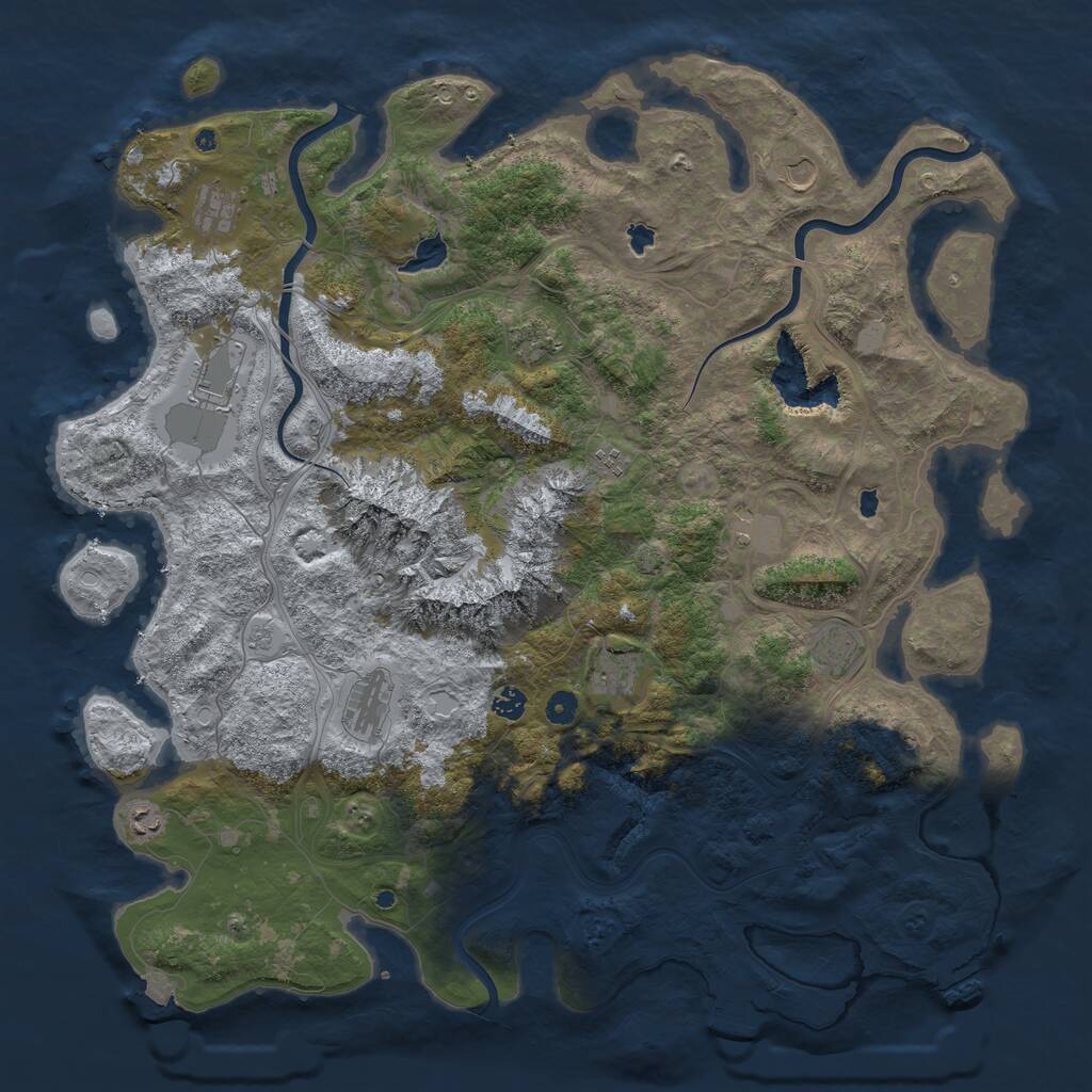 Rust Map: Procedural Map, Size: 5003, Seed: 654899, 17 Monuments