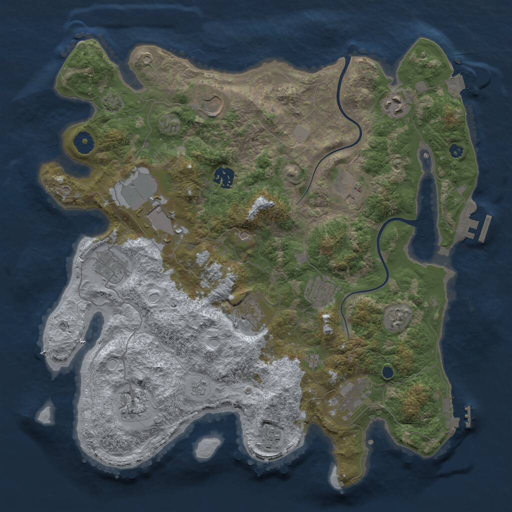 Rust Map: Procedural Map, Size: 3700, Seed: 579273356, 17 Monuments