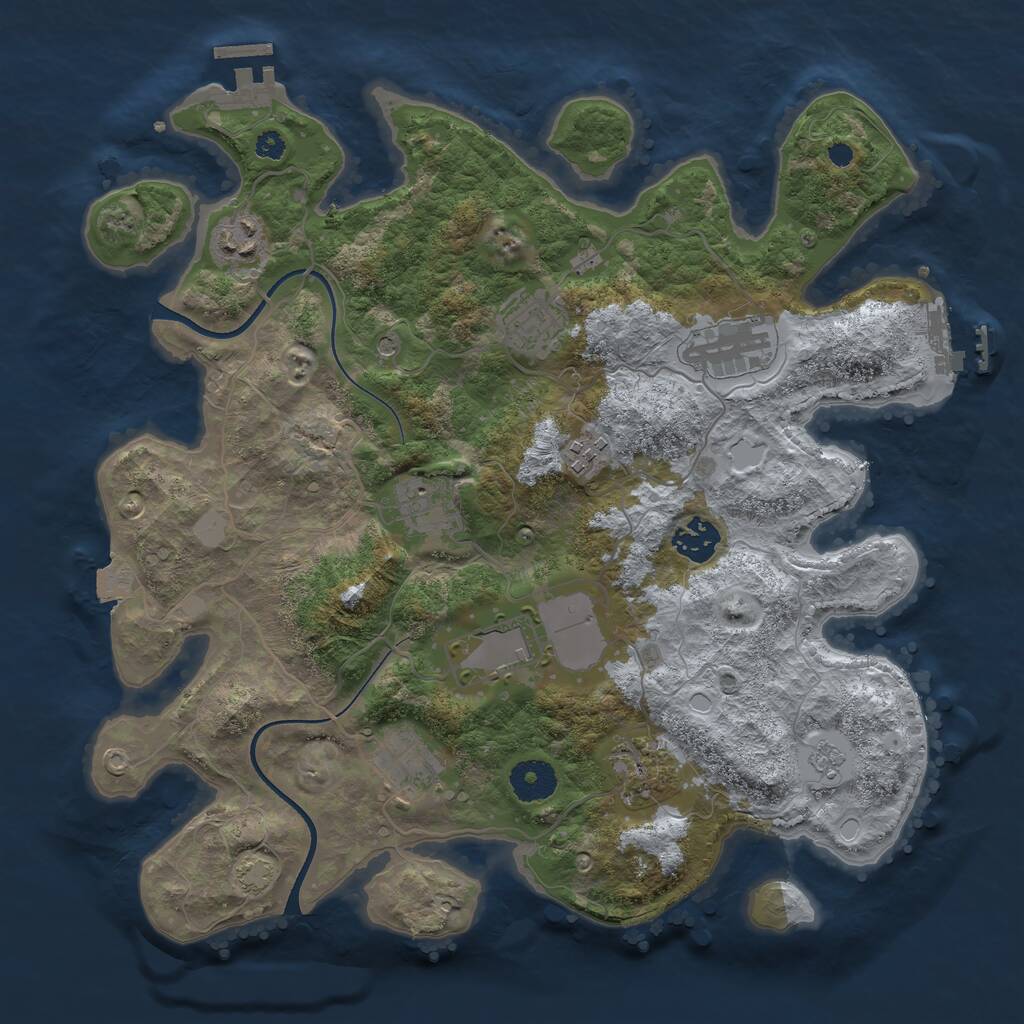 Rust Map: Procedural Map, Size: 3500, Seed: 132512345, 15 Monuments