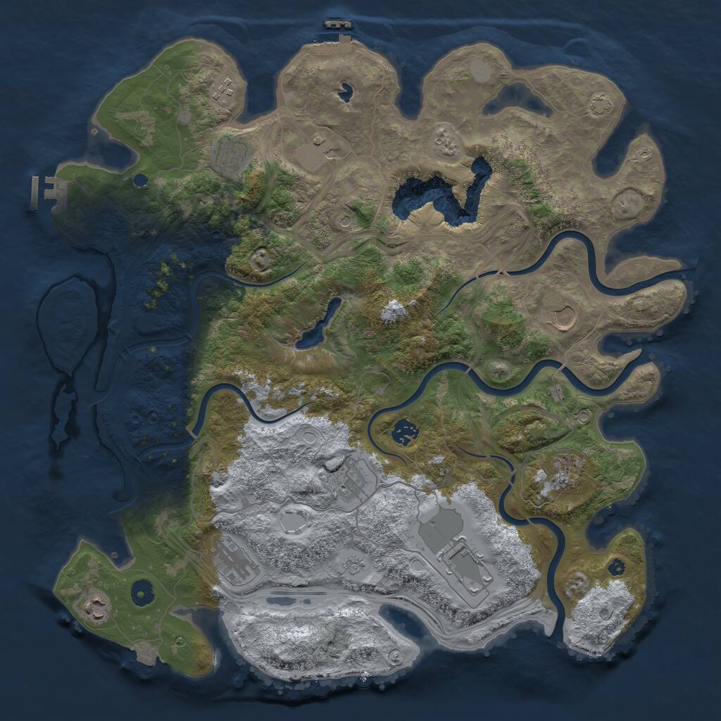 Rust Map: Procedural Map, Size: 4300, Seed: 619055037, 16 Monuments