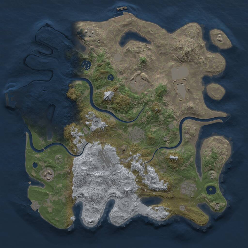 Rust Map: Procedural Map, Size: 3800, Seed: 1390374914, 14 Monuments