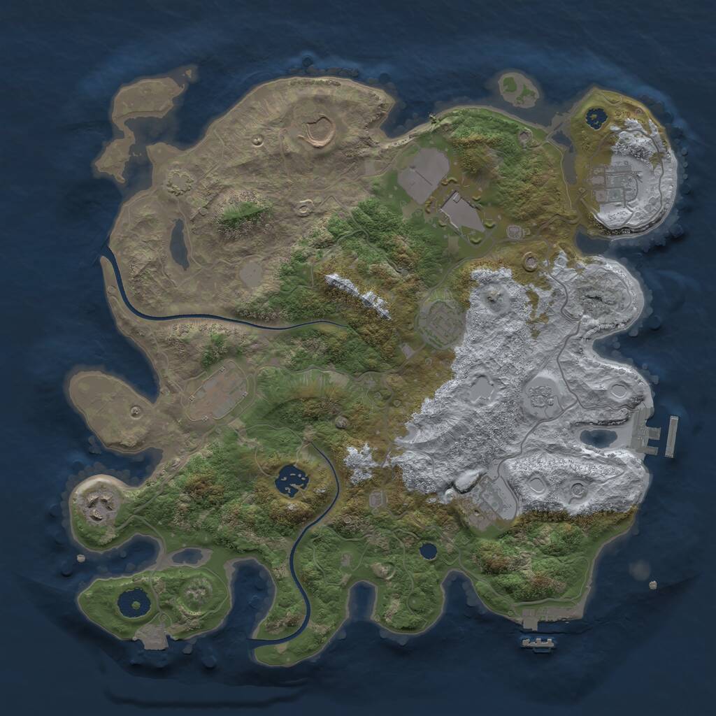 Rust Map: Procedural Map, Size: 3500, Seed: 1243042676, 14 Monuments