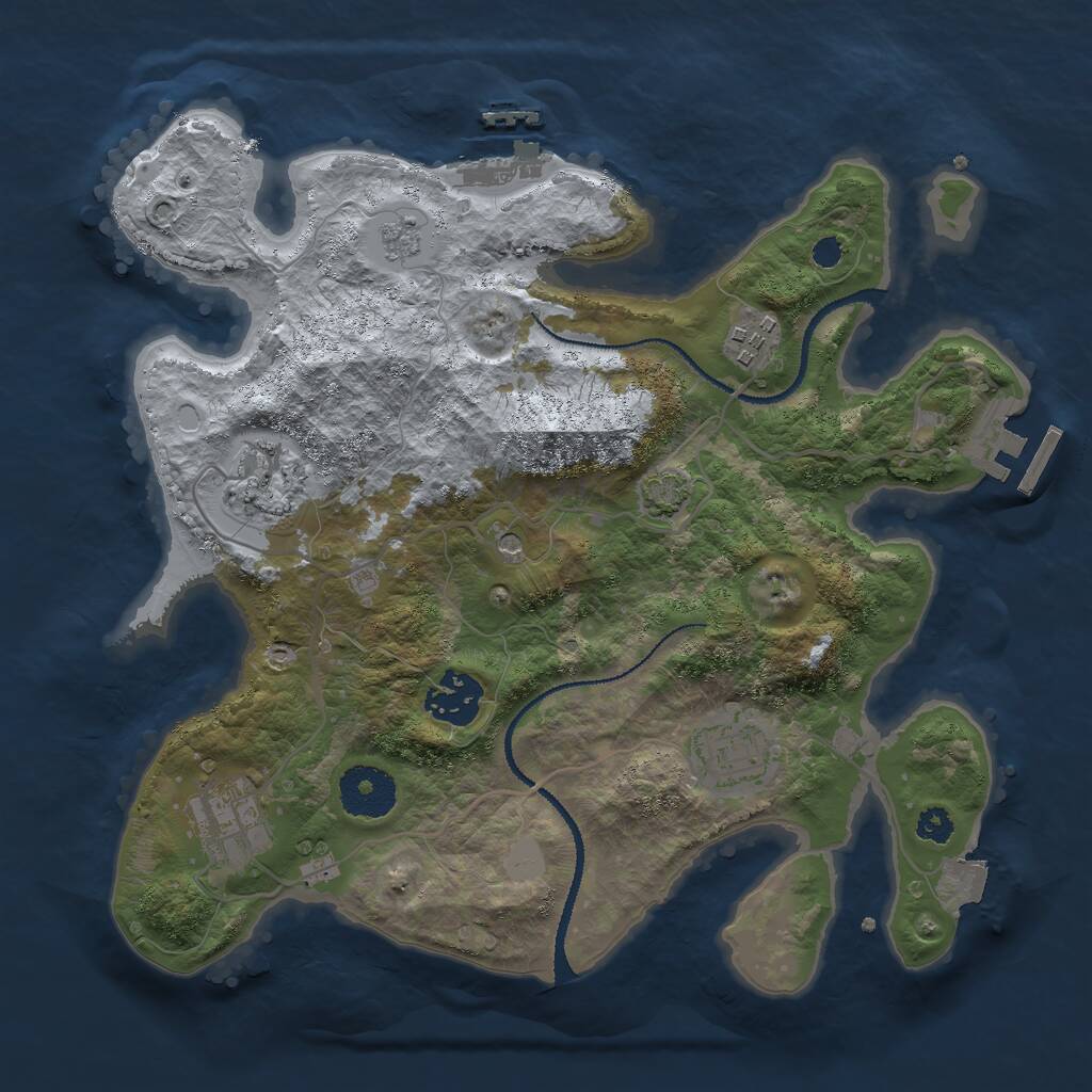 Rust Map: Procedural Map, Size: 3000, Seed: 50006, 11 Monuments