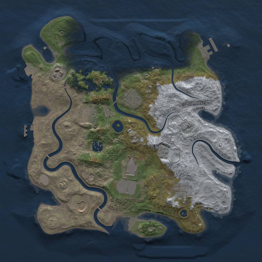 Rust Map: Procedural Map, Size: 3500, Seed: 369640889, 14 Monuments