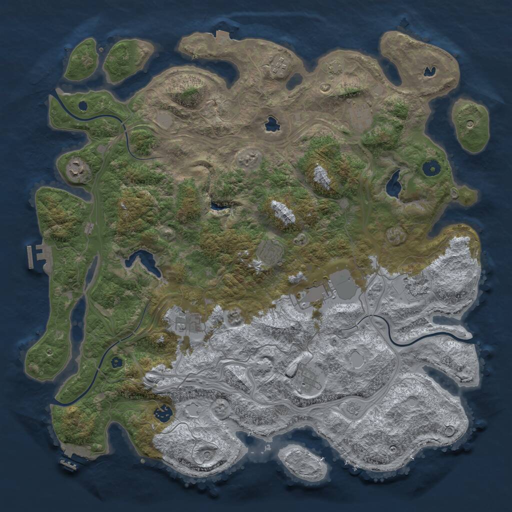 Rust Map: Procedural Map, Size: 4500, Seed: 1501974560, 15 Monuments