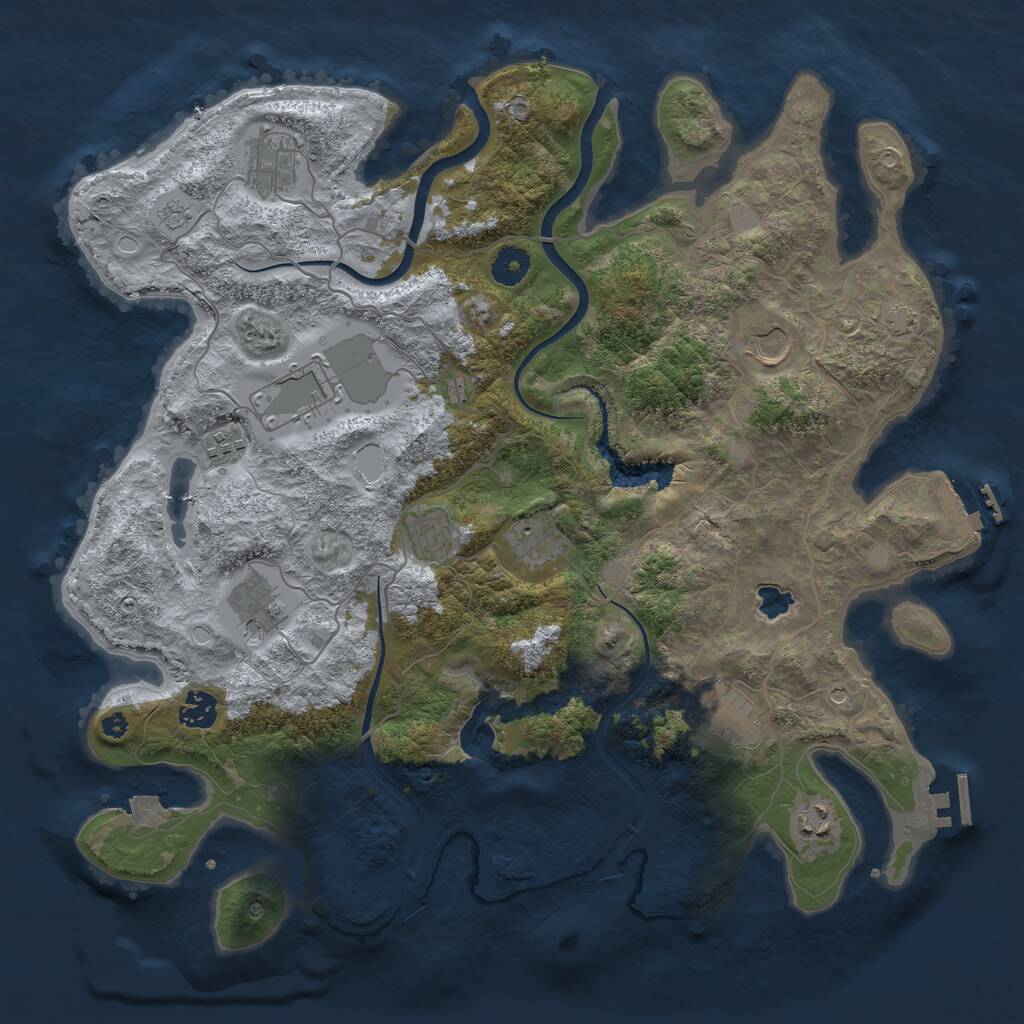 Rust Map: Procedural Map, Size: 4000, Seed: 1684864, 16 Monuments