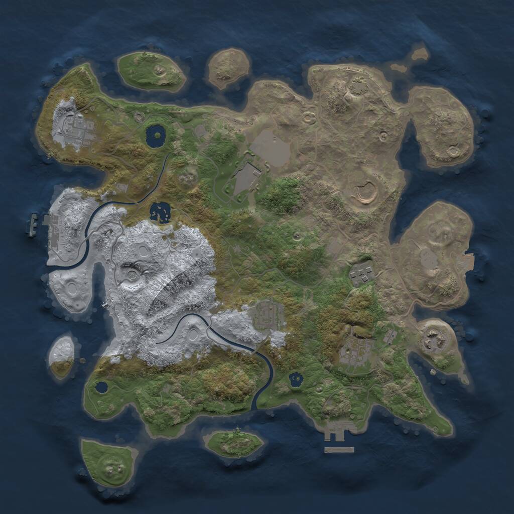 Rust Map: Procedural Map, Size: 3500, Seed: 8540169, 13 Monuments