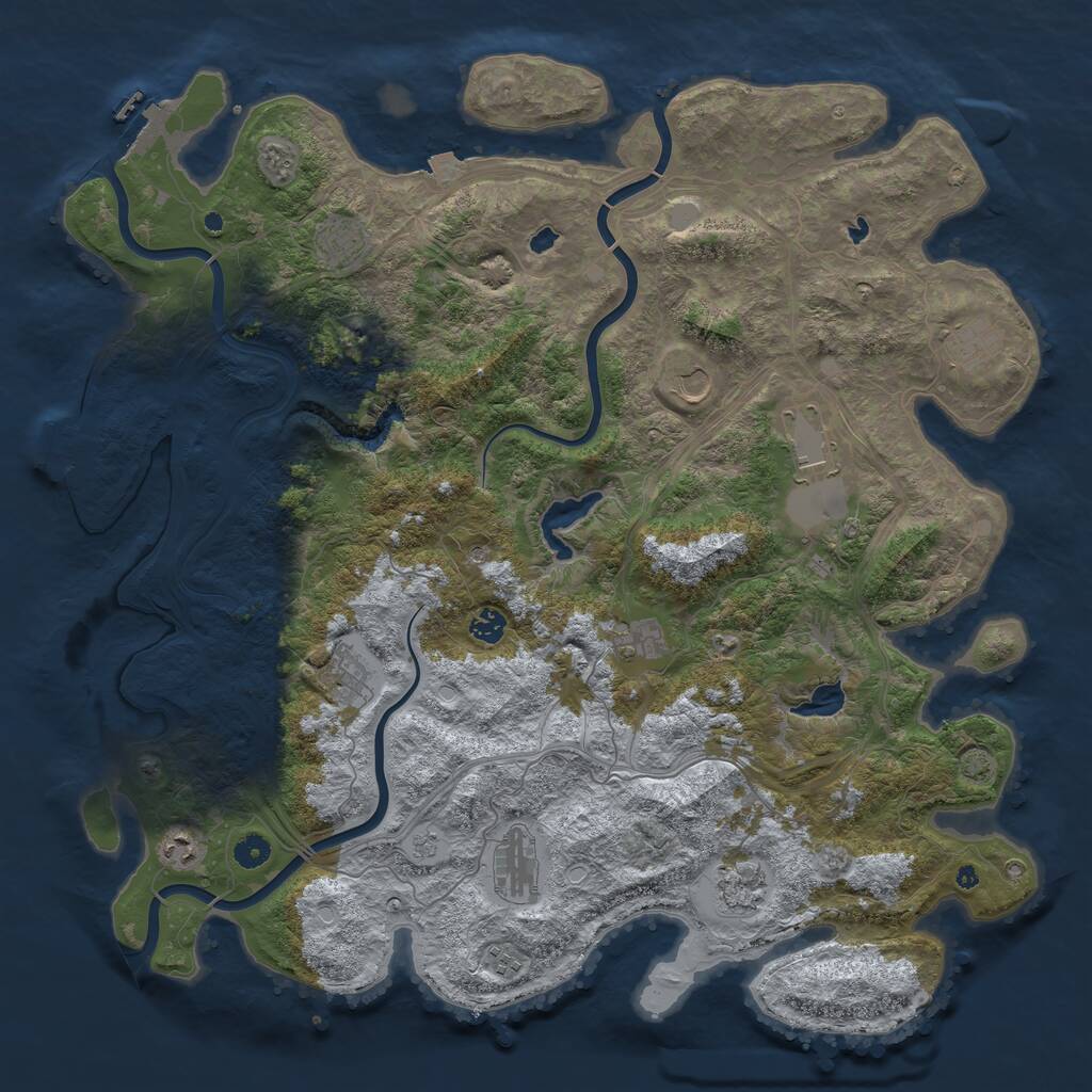 Rust Map: Procedural Map, Size: 4758, Seed: 48001, 17 Monuments