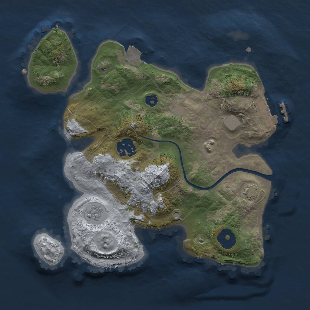 Rust Map: Procedural Map, Size: 2500, Seed: 165876254, 5 Monuments