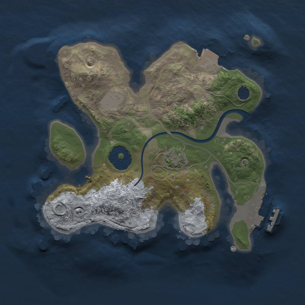 Rust Map: Procedural Map, Size: 2000, Seed: 1842495592, 3 Monuments