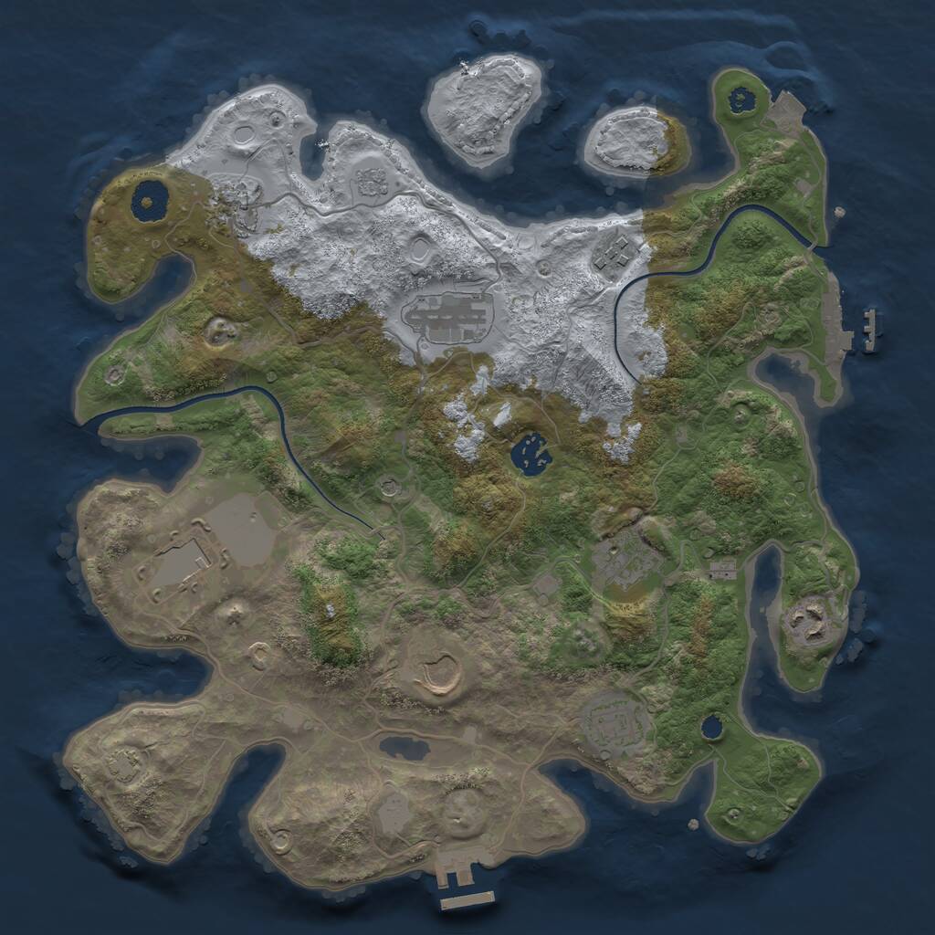 Rust Map: Procedural Map, Size: 3500, Seed: 283719028, 15 Monuments