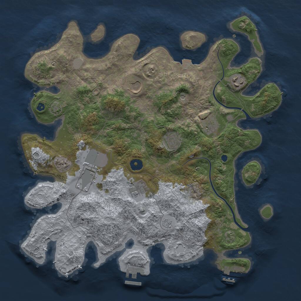 Rust Map: Procedural Map, Size: 3700, Seed: 200635823, 12 Monuments