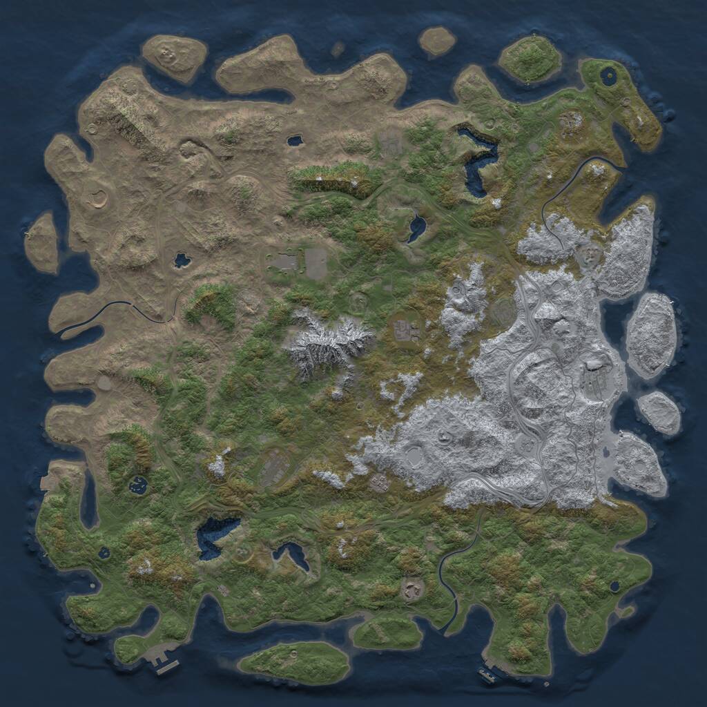 Rust Map: Procedural Map, Size: 6000, Seed: 467032847, 17 Monuments