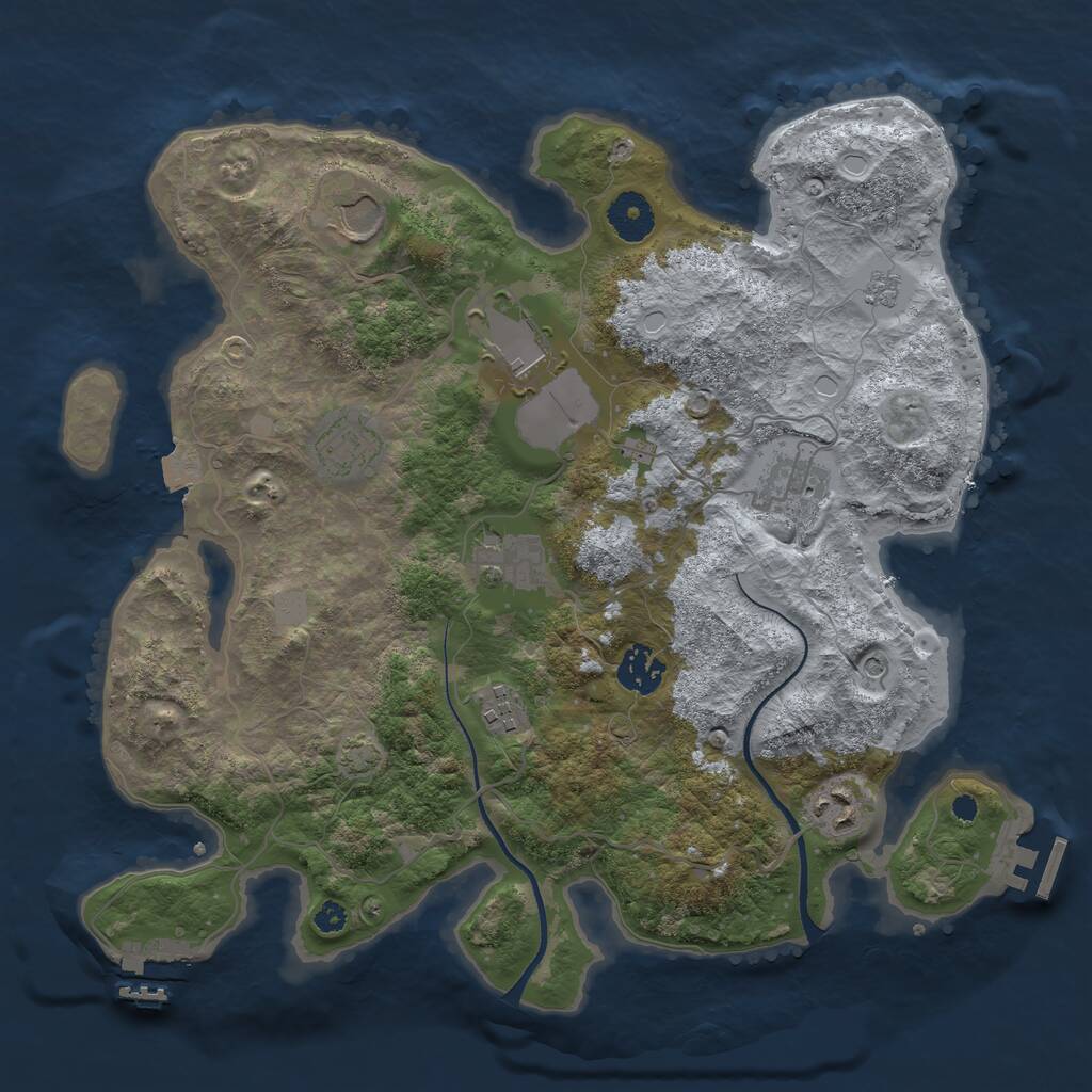 Rust Map: Procedural Map, Size: 3500, Seed: 2143154506, 14 Monuments