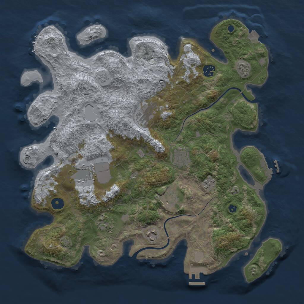 Rust Map: Procedural Map, Size: 3750, Seed: 1724708199, 14 Monuments