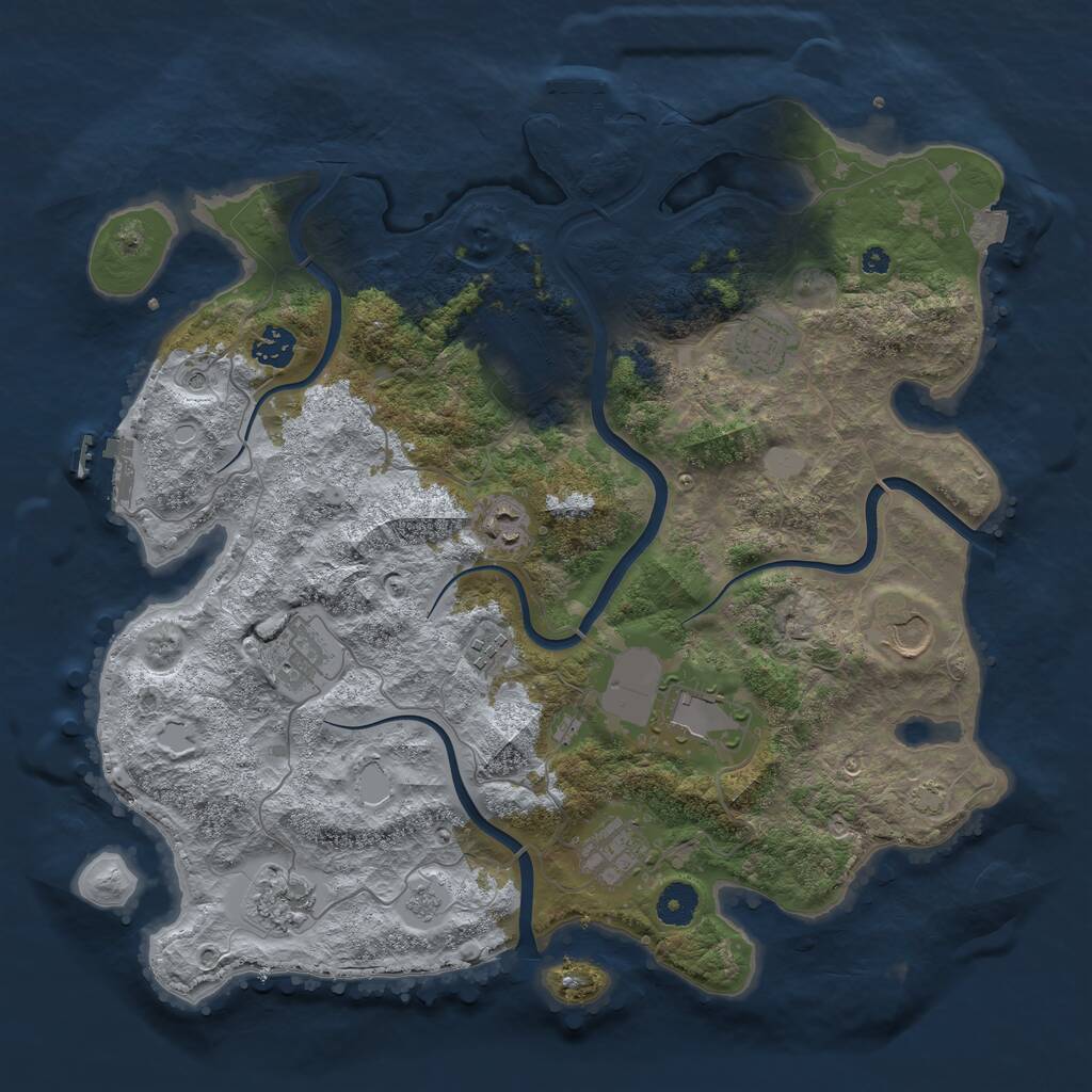 Rust Map: Procedural Map, Size: 3900, Seed: 121, 16 Monuments