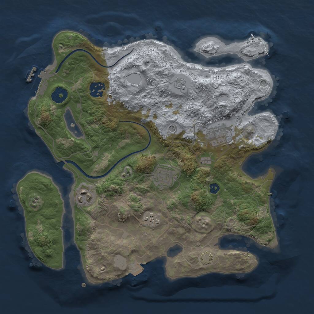 Rust Map: Procedural Map, Size: 3000, Seed: 1259168975, 10 Monuments