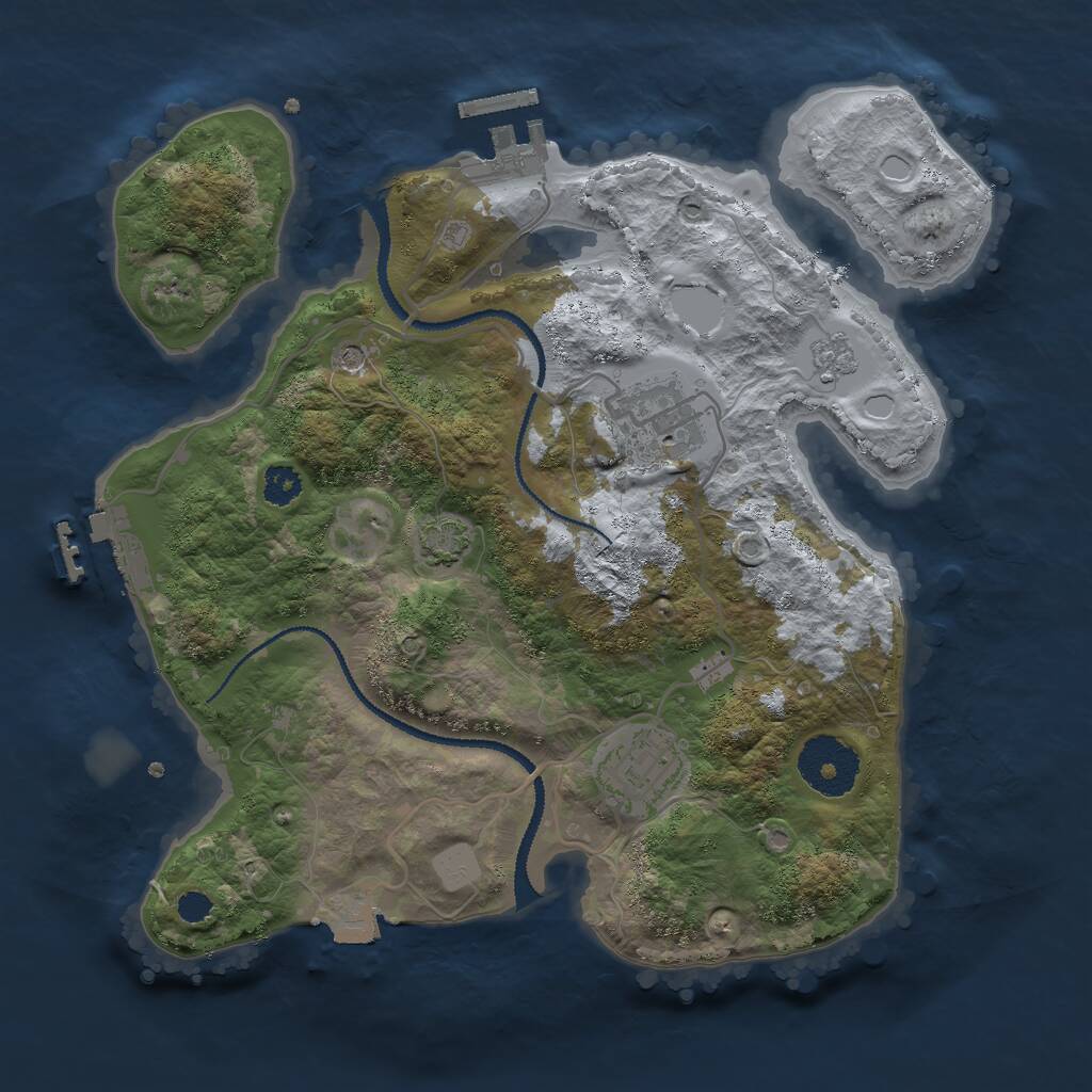 Rust Map: Procedural Map, Size: 2750, Seed: 32852, 8 Monuments