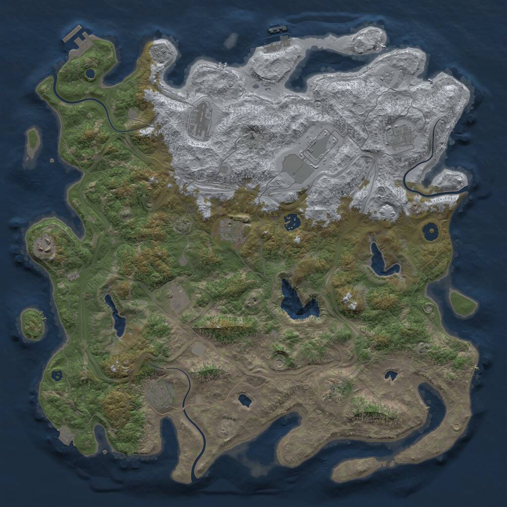 Rust Map: Procedural Map, Size: 4500, Seed: 73926416, 16 Monuments