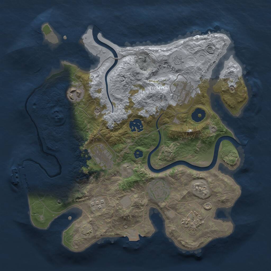 Rust Map: Procedural Map, Size: 3000, Seed: 1831184956, 12 Monuments