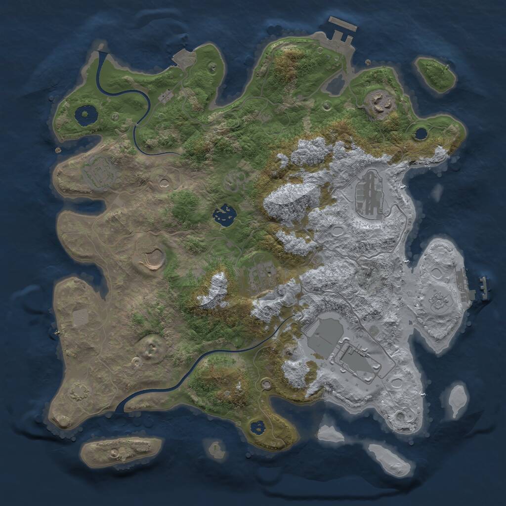 Rust Map: Procedural Map, Size: 3500, Seed: 274988280, 13 Monuments