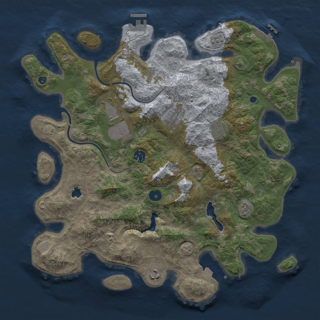 Rust Map: Procedural Map, Size: 4000, Seed: 1468353029, 12 Monuments