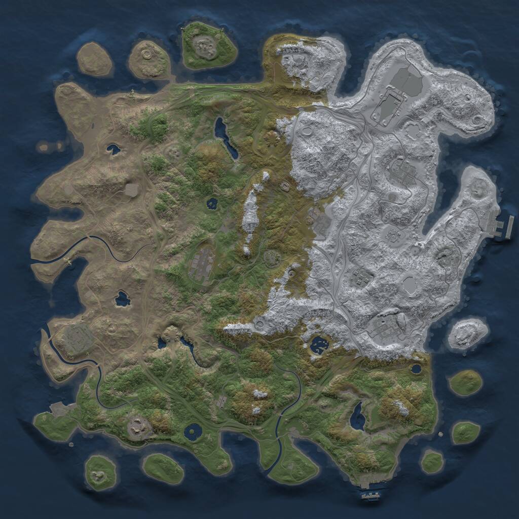 Rust Map: Procedural Map, Size: 4500, Seed: 130303456, 16 Monuments