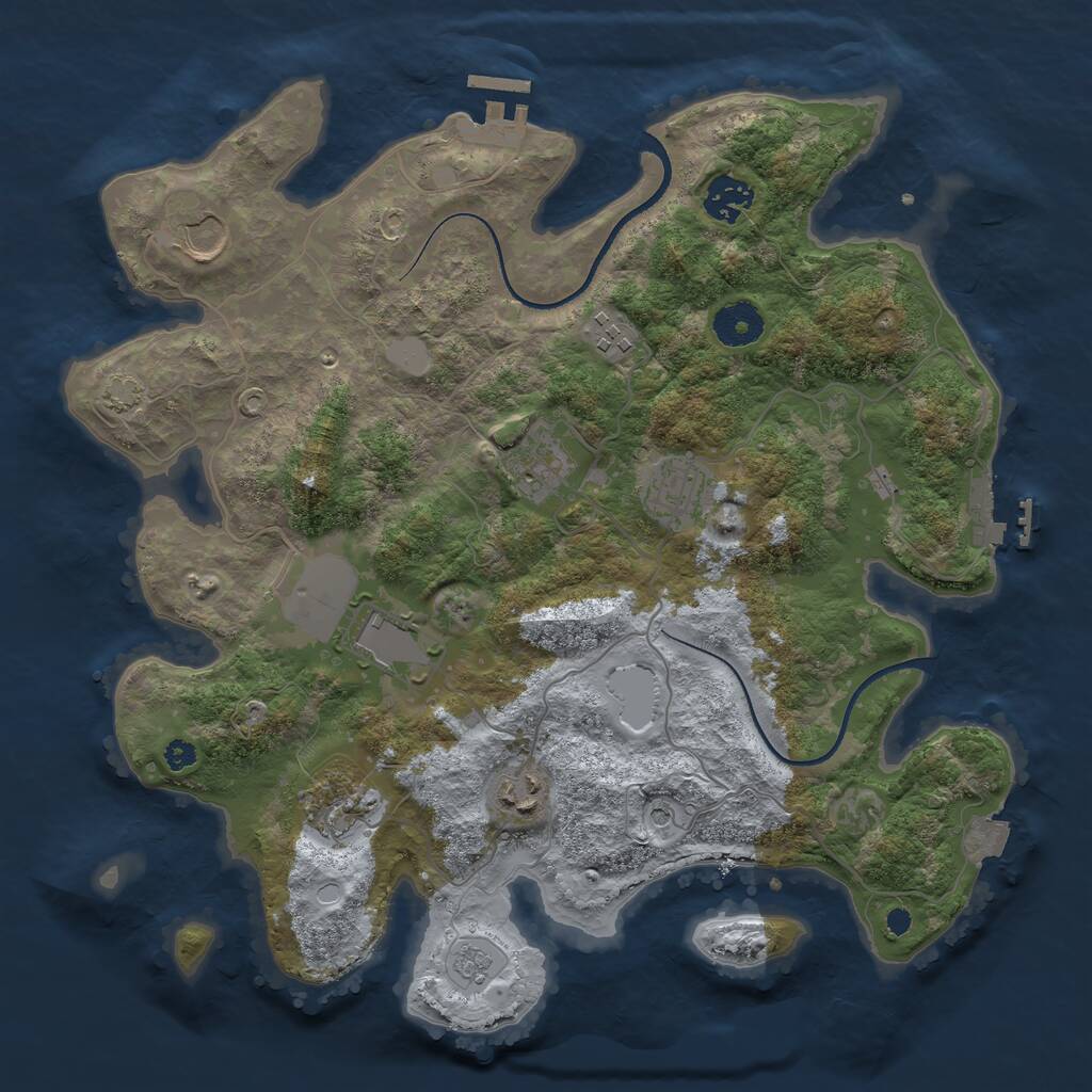 Rust Map: Procedural Map, Size: 3500, Seed: 721052140, 14 Monuments