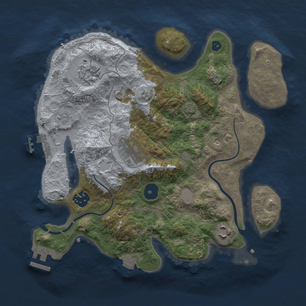 Rust Map: Procedural Map, Size: 3000, Seed: 352743239, 10 Monuments