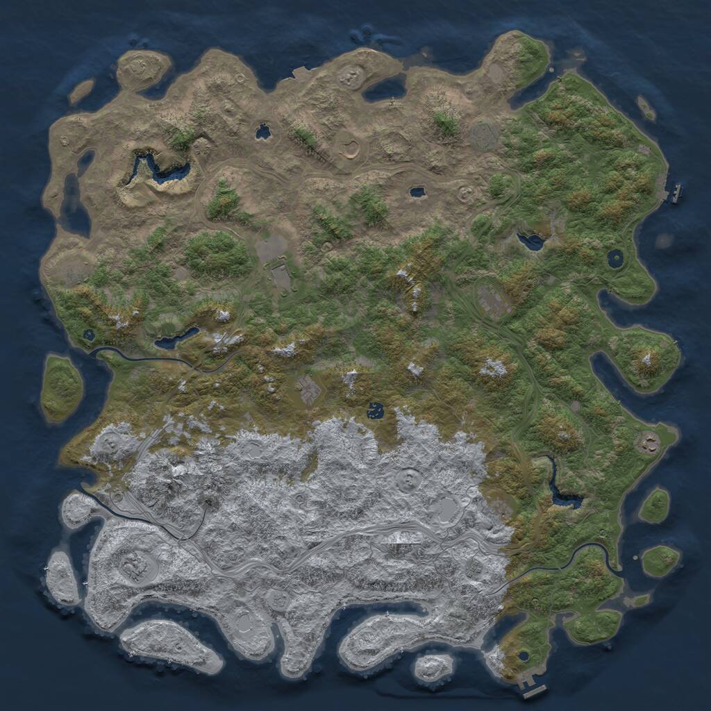Rust Map: Procedural Map, Size: 6000, Seed: 119565884, 17 Monuments