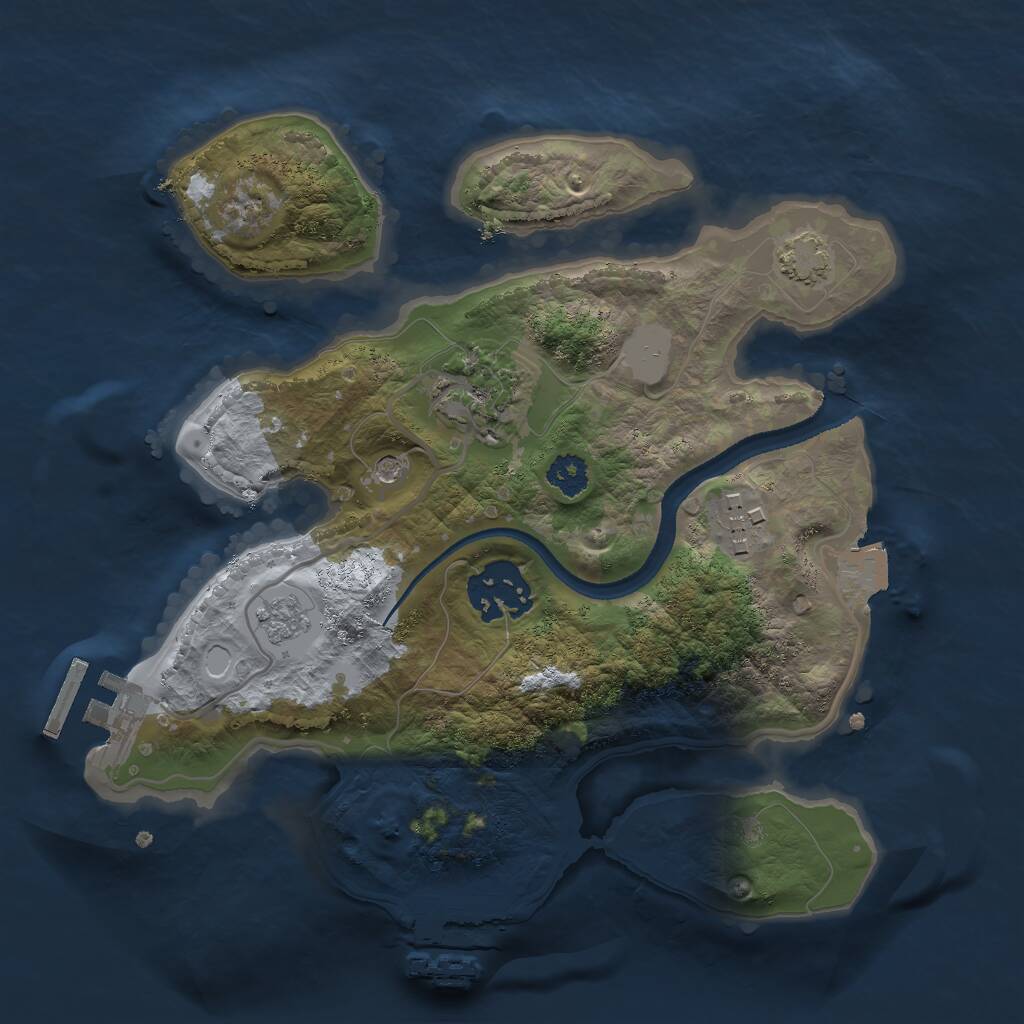 Rust Map: Procedural Map, Size: 2500, Seed: 165265365, 9 Monuments