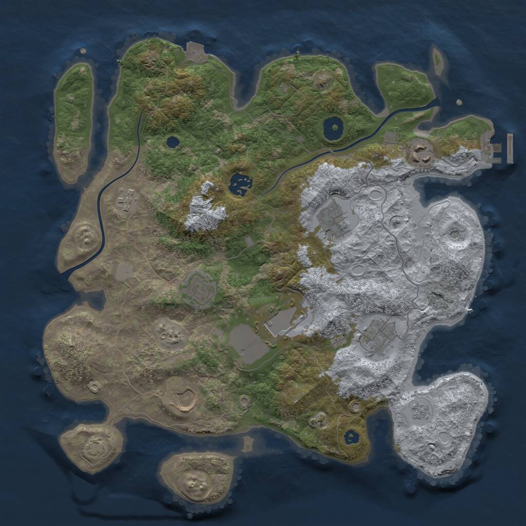 Rust Map: Procedural Map, Size: 3500, Seed: 27032025, 13 Monuments