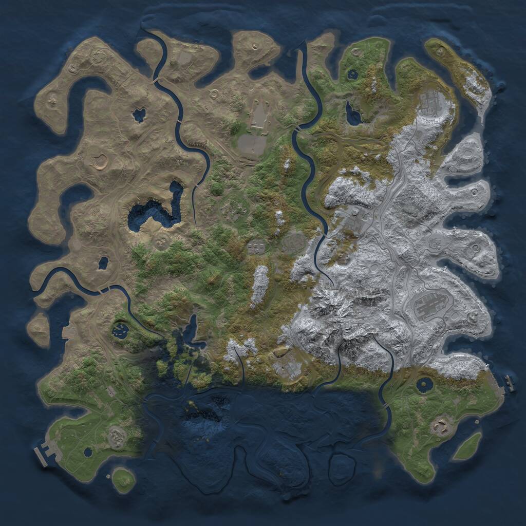 Rust Map: Procedural Map, Size: 5000, Seed: 41234242, 17 Monuments