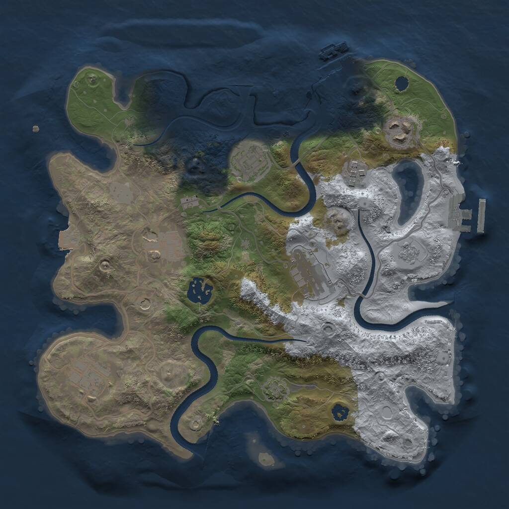 Rust Map: Procedural Map, Size: 3000, Seed: 101215, 13 Monuments