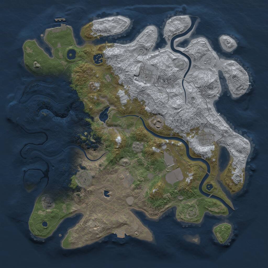 Rust Map: Procedural Map, Size: 4000, Seed: 764737976, 14 Monuments