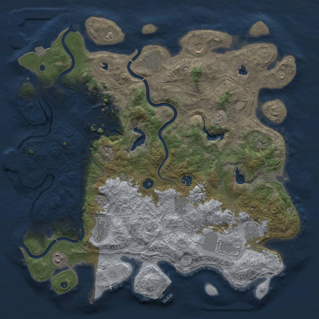 Rust Map: Procedural Map, Size: 4500, Seed: 3457234, 17 Monuments