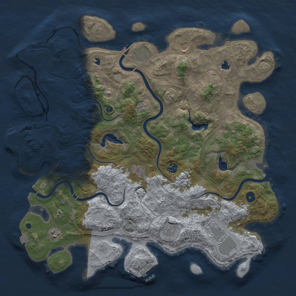 Rust Map: Procedural Map, Size: 4500, Seed: 3457234, 14 Monuments