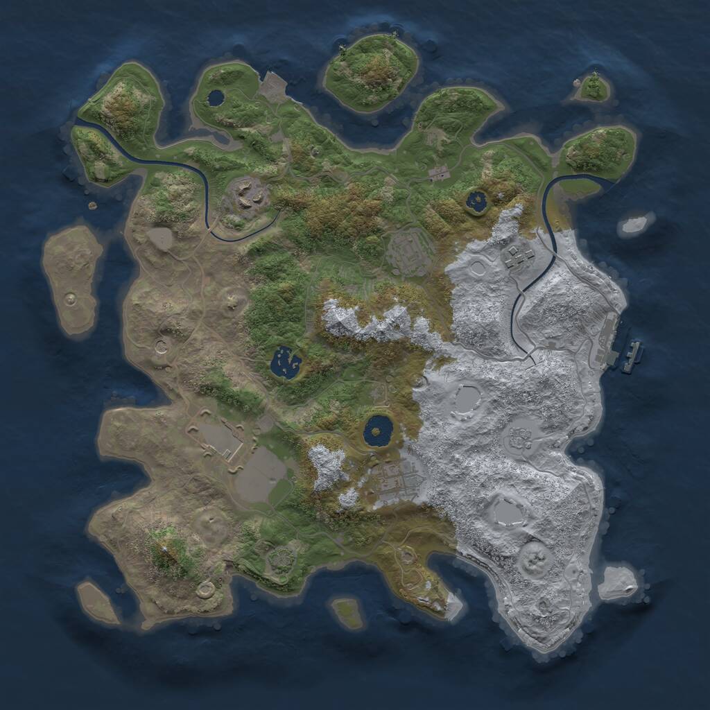 Rust Map: Procedural Map, Size: 3500, Seed: 732939175, 11 Monuments