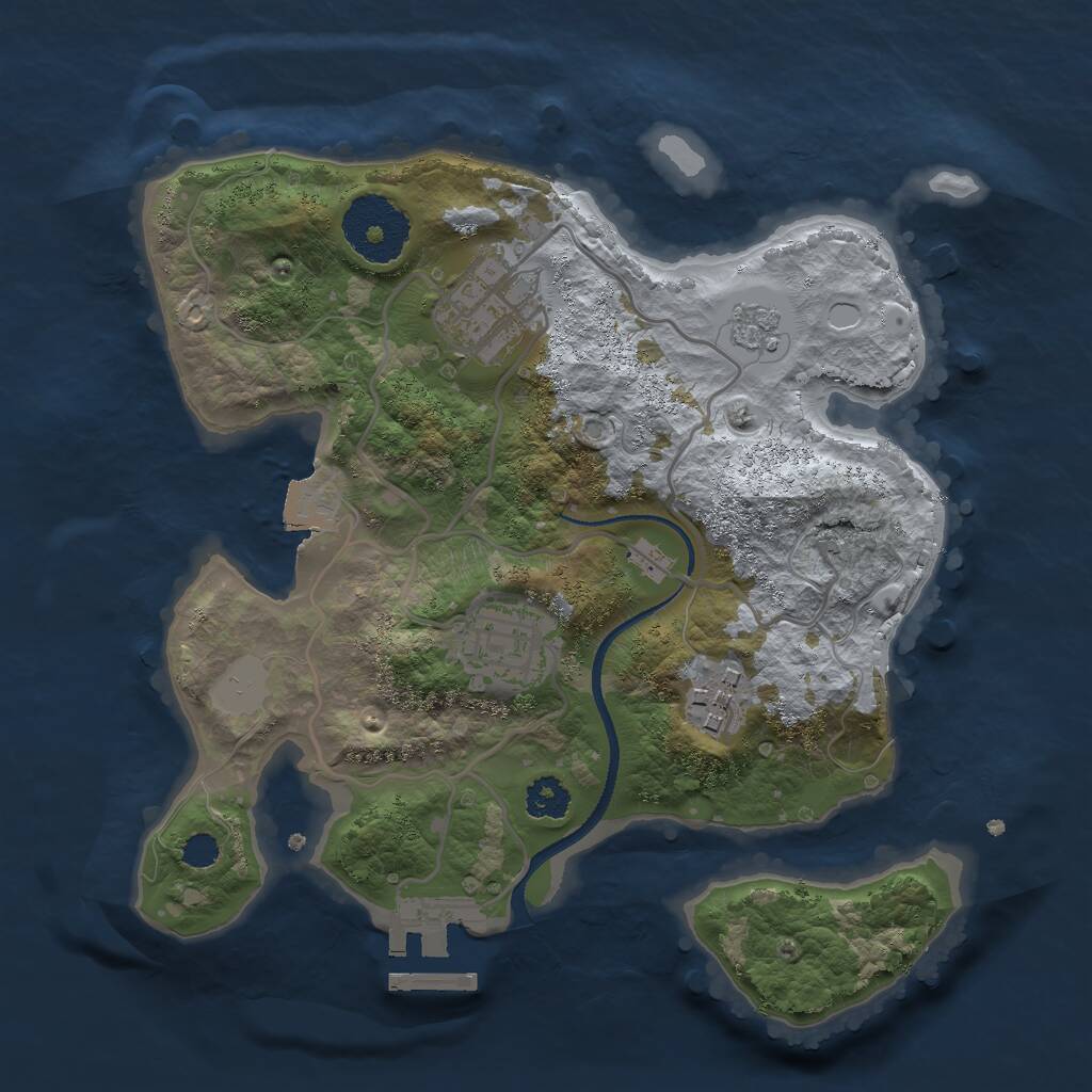 Rust Map: Procedural Map, Size: 2500, Seed: 1416664571, 6 Monuments