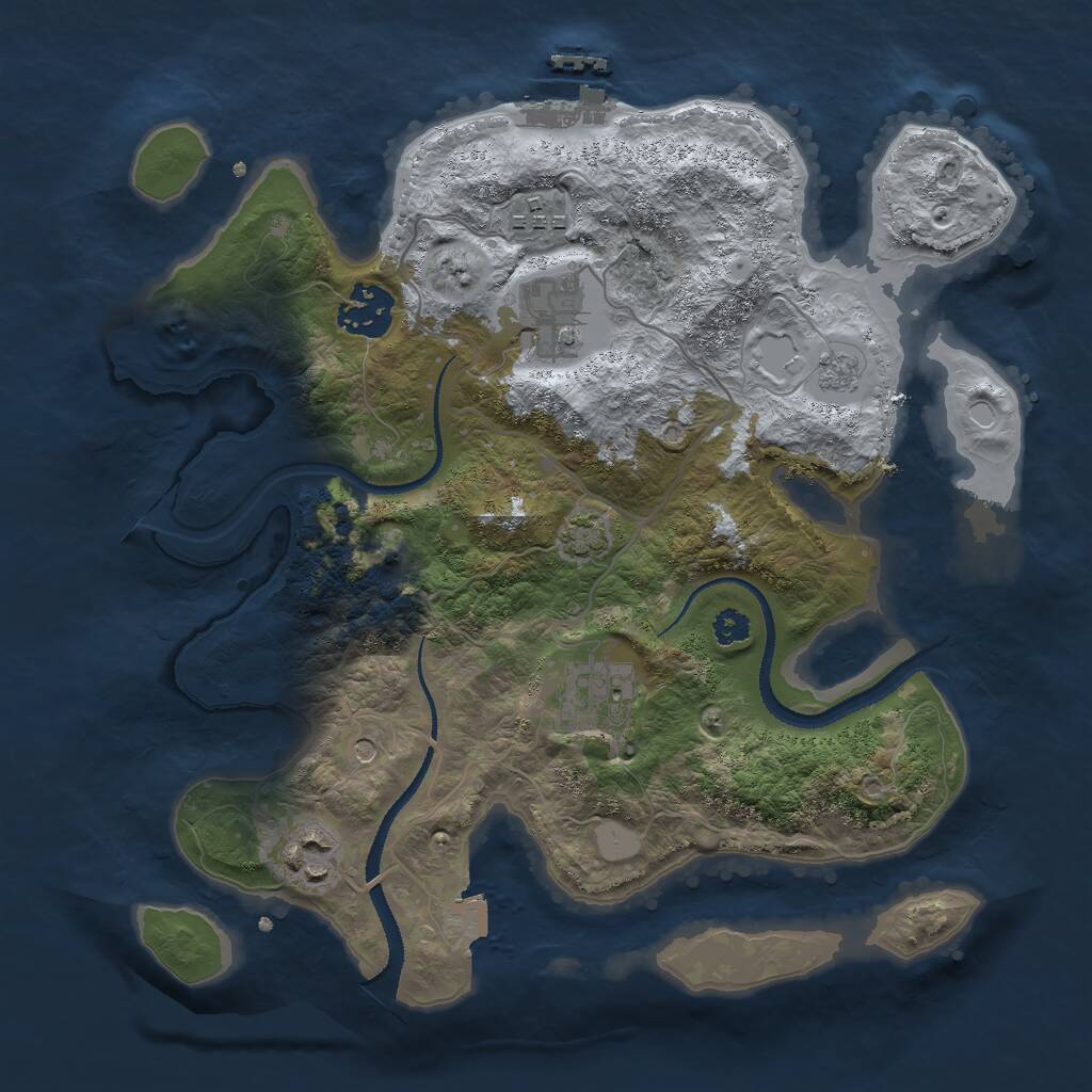 Rust Map: Procedural Map, Size: 3000, Seed: 44218, 10 Monuments