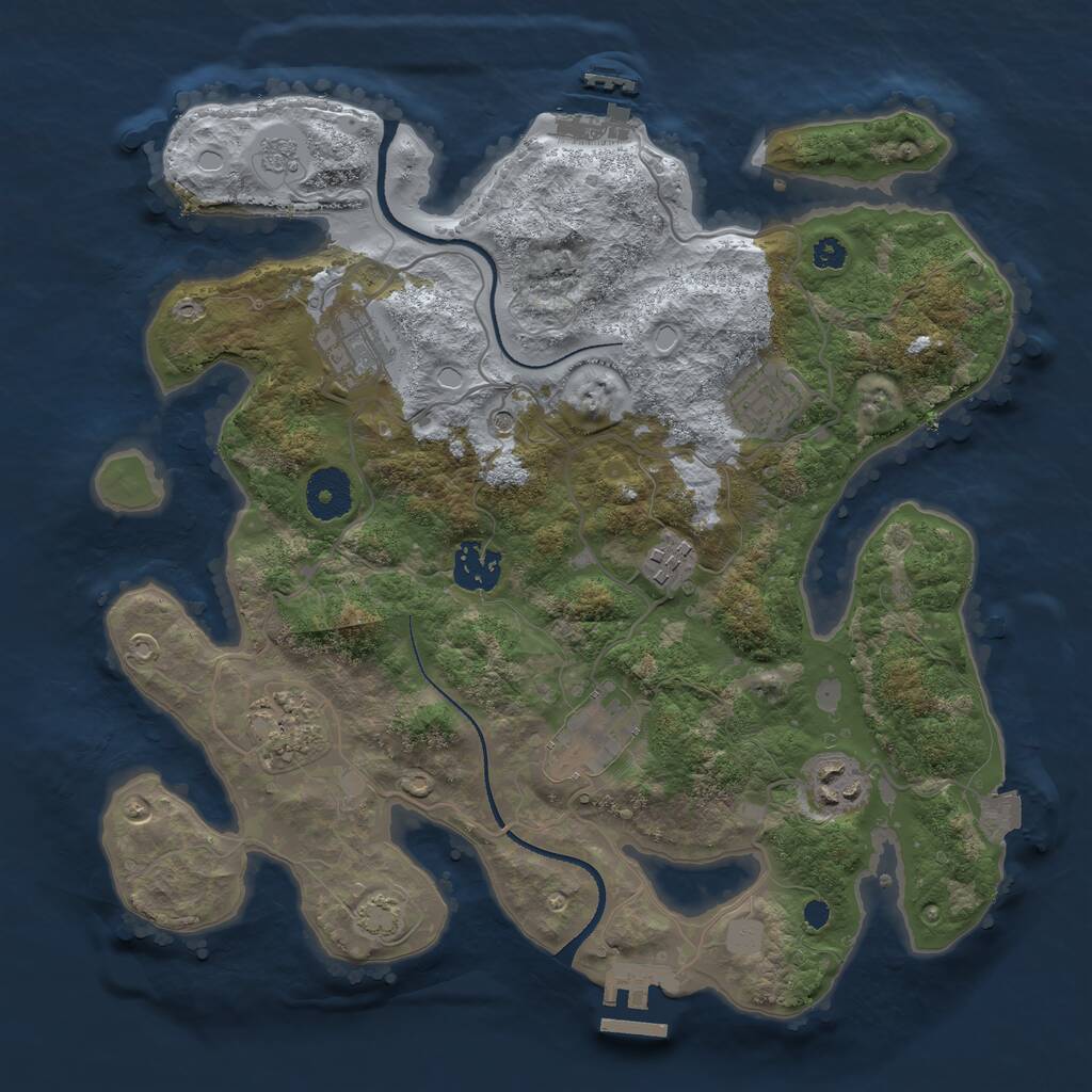 Rust Map: Procedural Map, Size: 3300, Seed: 456693605, 13 Monuments