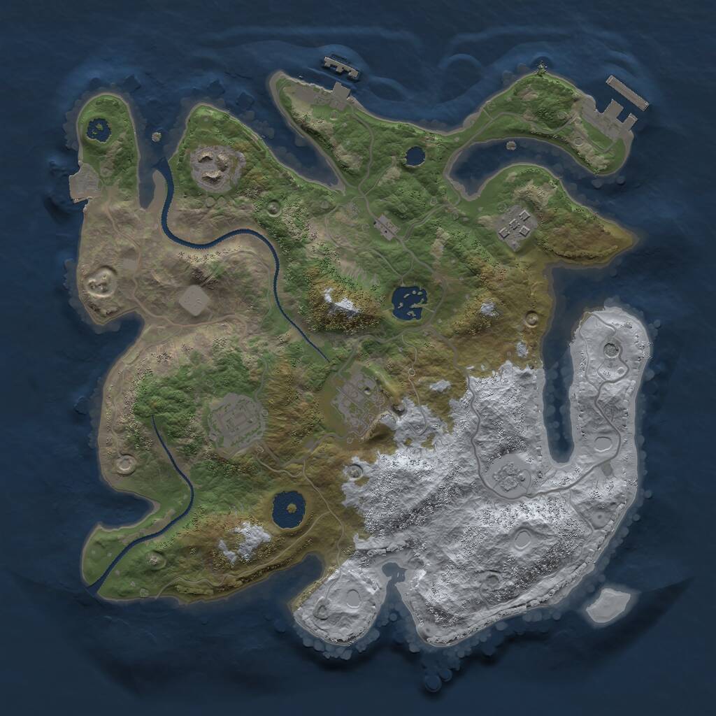 Rust Map: Procedural Map, Size: 3000, Seed: 7502, 10 Monuments