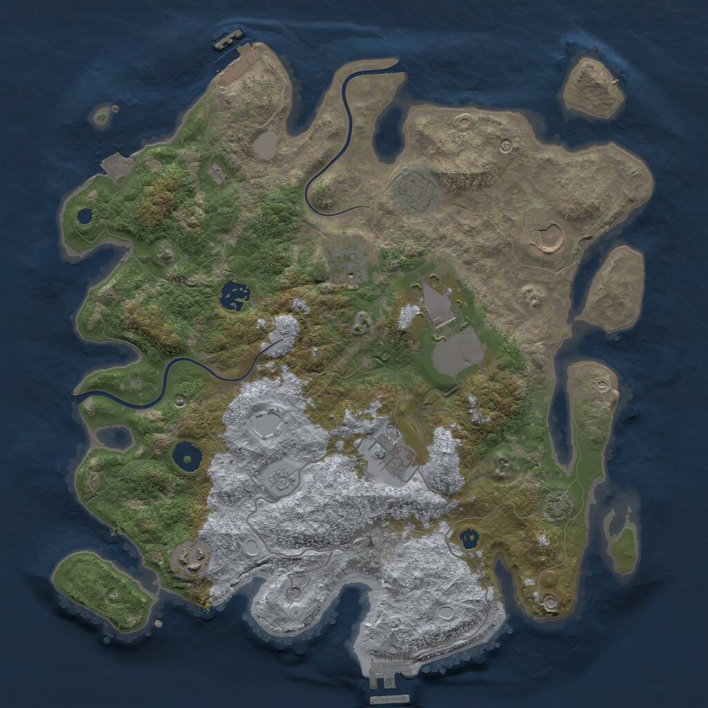 Rust Map: Procedural Map, Size: 3650, Seed: 884943609, 13 Monuments
