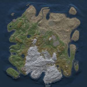 Thumbnail Rust Map: Procedural Map, Size: 3650, Seed: 884943609, 13 Monuments