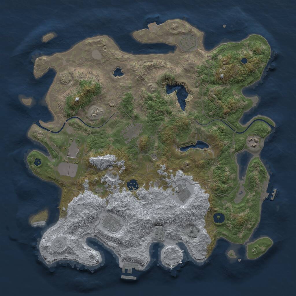 Rust Map: Procedural Map, Size: 4000, Seed: 2081035714, 14 Monuments