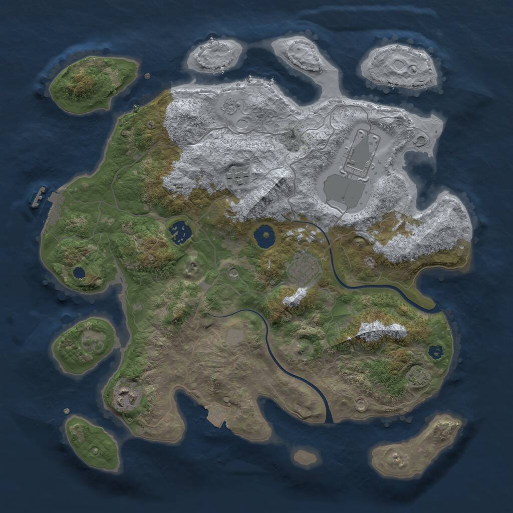 Rust Map: Procedural Map, Size: 3500, Seed: 2077508389, 10 Monuments