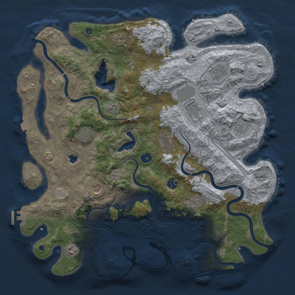 Rust Map: Procedural Map, Size: 4300, Seed: 1345334719, 17 Monuments