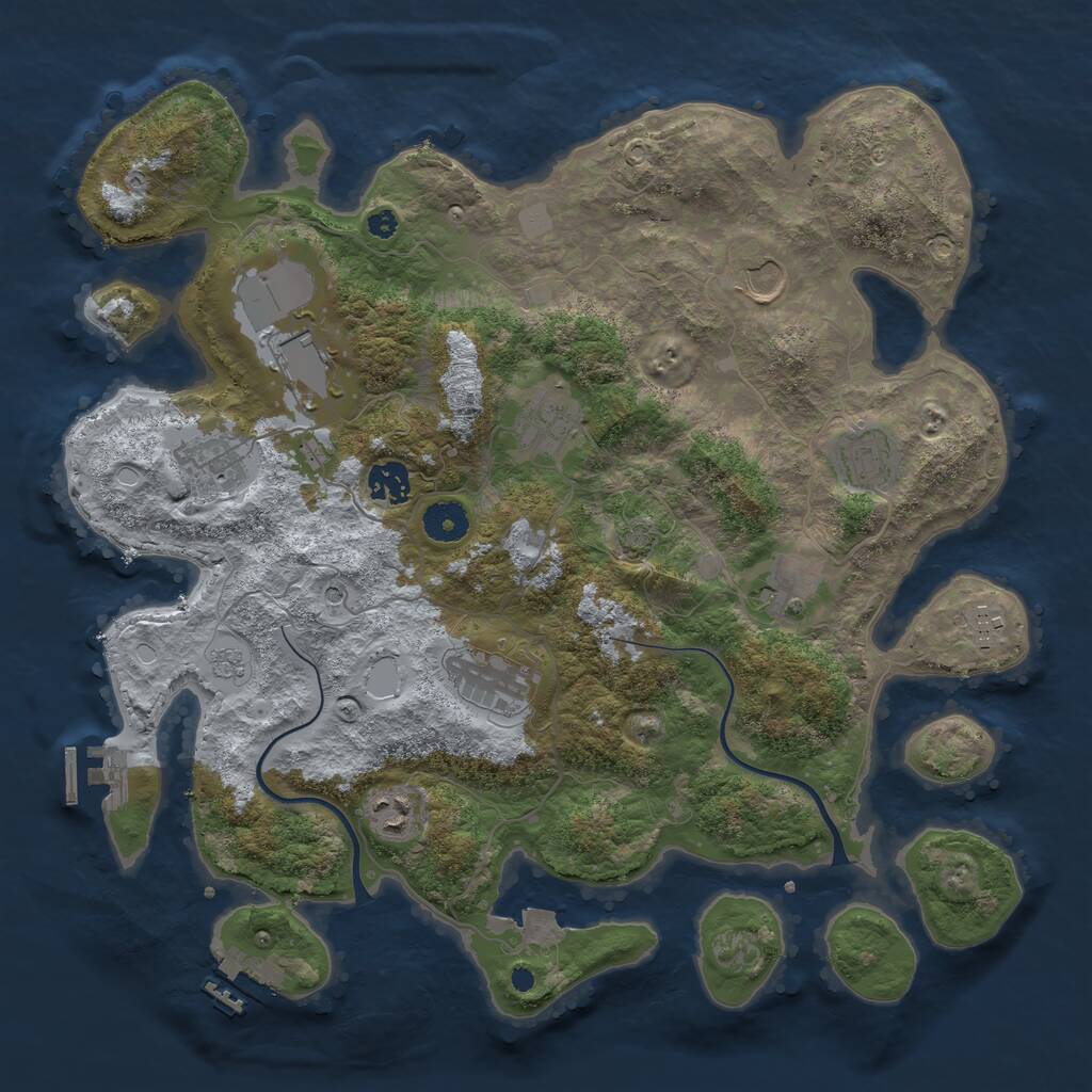Rust Map: Procedural Map, Size: 3800, Seed: 636885515, 16 Monuments
